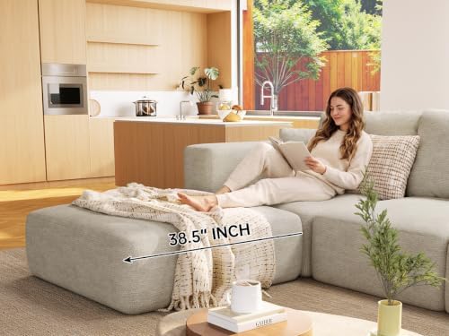 150" Modern Boneless Sectional Couches for Living Room,Oversized Modular Sectional Sofa,Extra Deep 6 Seater,Plush Comfy Cloud Couch with Flexible Layout,No Assembly Required,Beige Chenille