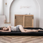 MAXYOYO Japanese Floor Mattress Futon Mattress, 4" Thicken Tatami Mat Sleeping Pad Foldable Roll Up Mat Boys Girls Dormitory Pad Kids Floor Lounger Cushion, Black, Queen