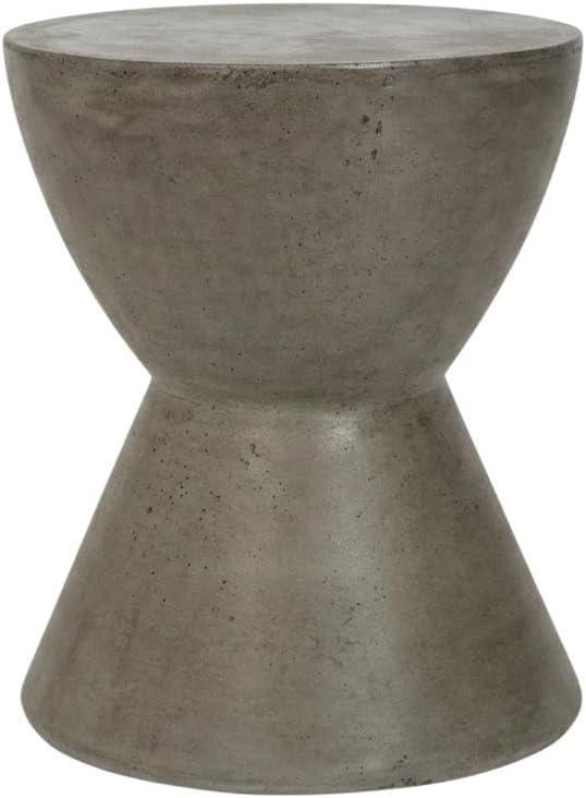 Starlight Canyon Home White Modern Concrete Round Accent Table, Indoor/Outdoor, 17.7-Inch Height, Durable, Versatile for Living Room, Patio