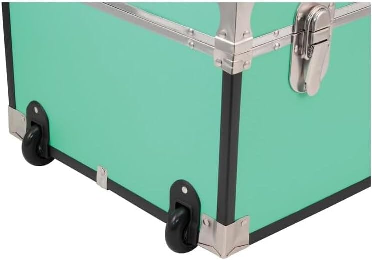 HomeStock Rustic Romance Heavy Duty 30" Under Bed College Storage Trunk with Lock, Latch Closure Type, 15.75" D x 30" W x 12.25" H, Ideal Camp Dorm Room Trunk Footlocker Teal