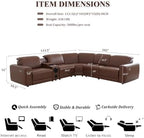 Power Recliner Sectional Sofa, L-Shaped Living Room Furniture Set, Reclining Sectional Couch with Storage Console/Cup Holder for Living Room/House/Apt (Brown, 5 Seater)