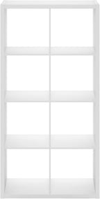 Furinno Cubicle Book Shelf, 8-Cube Bookshelf, Extra Thick Frame Horizontally & Vertically Reversible Bookcase with Open Back, 14.6 x 30 x 58, for Living Room, Bedroom, Home Office, Plain White