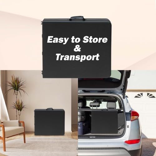 Folding Table 4FT, Portable Heavy Duty Plastic Folding Table with Handle, Waterproof, Easy to Clean, Adjustable Height, Anti-Slip Feet, 300LBS Capacity, Foldable for Indoor Outdoor Use(Black)