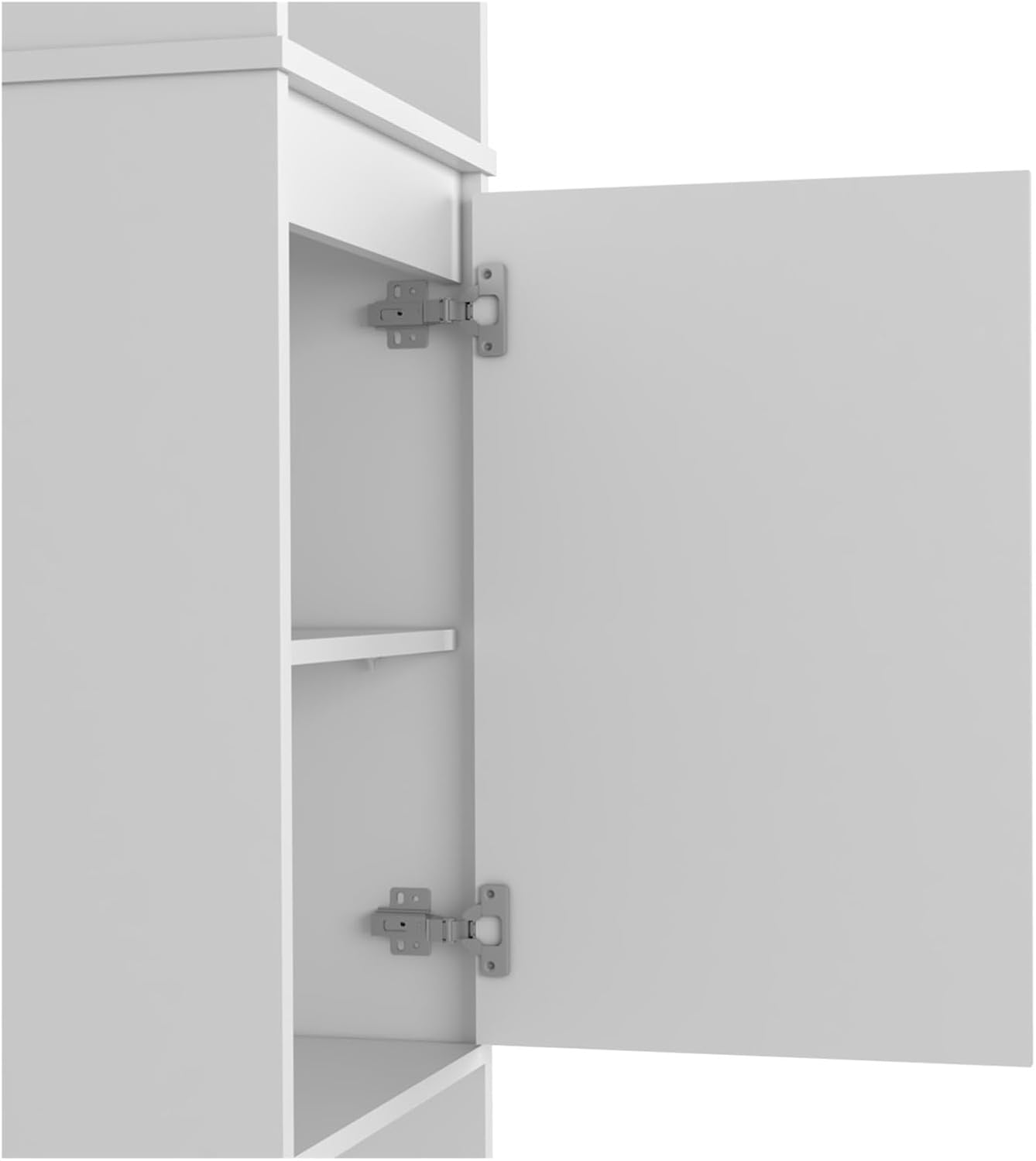 Kitchen Pantry, Two External Shelves, Single Door Cabinet, Two Interior Shelves White,for Kitchen