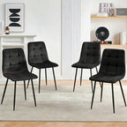 Homedot Black Dining Chairs Set of 4, Modern Upholstered Velvet Kitchen Reception Chairs Tufted, Comfortable Living Room Chairs for Apartment/Dining Hall