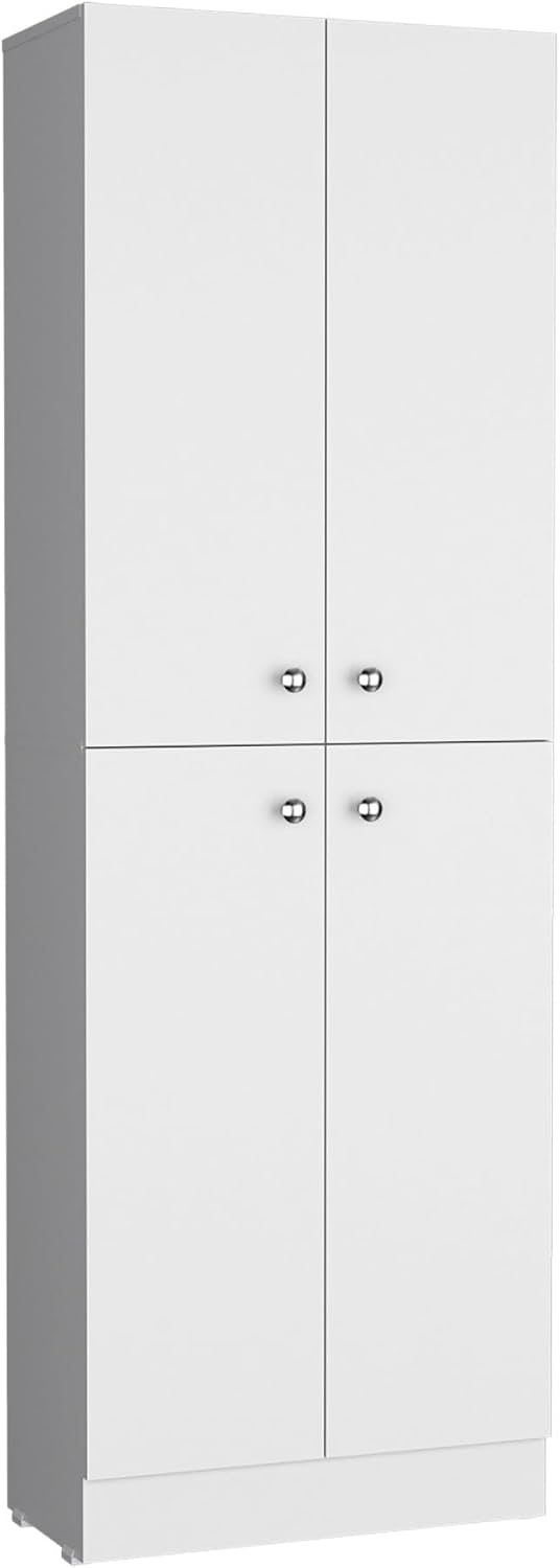 Kitchen Pantry 71" H, 4 Doors, 5 Adjustable Shelves, Laundry, White,for Kitchen