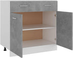 Concrete Grey Engineered Wood Cabinet with Drawers, Spacious Storage for Kitchen, Pantry, Dining Room, Modern Home Furniture