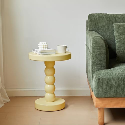 Rustic Round End Table, Small Solid Wood Side Table for Sofa or Bedside, Stylish Cocktail & Drink Table for Living Room, Family Dining, Home Accent Fur