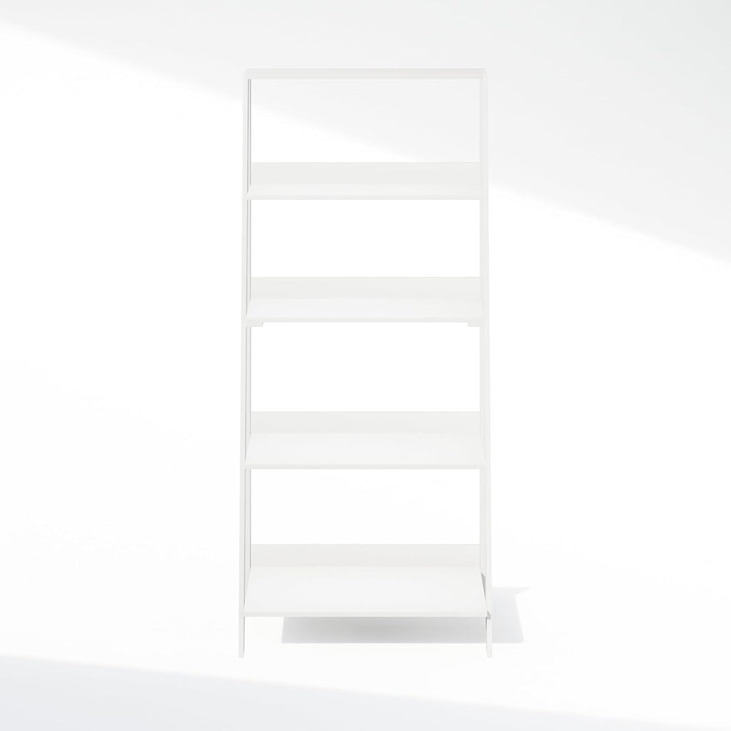Furinno Ladder Display Shelf, 5-Tier Ladder Shelf, Standing Bookshelf, Display Storage Shelves, 13 x 23.6 x 53.5, for Living Room, Home Office, White