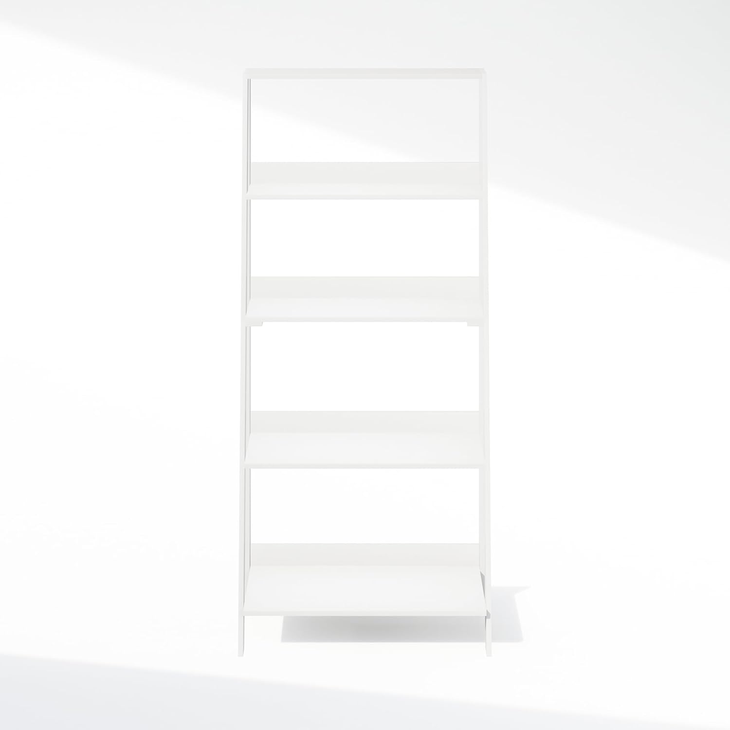 Furinno Ladder Display Shelf, 5-Tier Ladder Shelf, Standing Bookshelf, Display Storage Shelves, 13 x 23.6 x 53.5, for Living Room, Home Office, White
