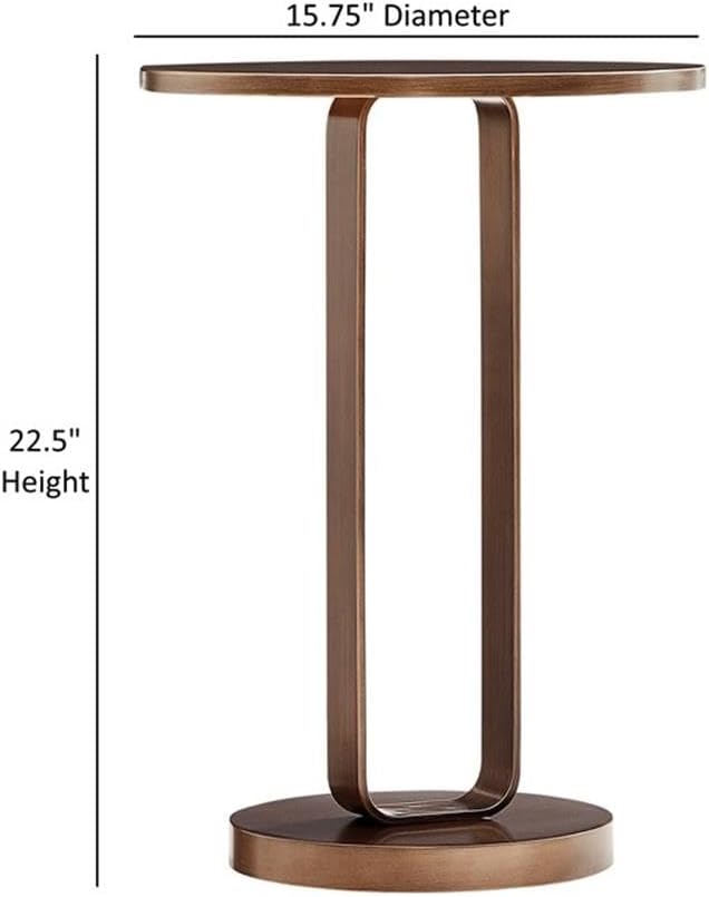 Pemberly Row Contemporary Round Accent Table, Antique Bronze Metal Finish, 15.75" Diameter x 22.5" H, Open Oval Pedestal Design, Compact Durable Side Table for Living Room or Bedroom Decor