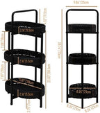 3 Tier Small Handwoven Side Table, Oval Portable Storage Organizer Shelf, Multifunctional Woven End Table for Kitchen Living Room Bedroom Balcony Picnic Outdoor Indoor (Black)