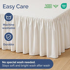 Bedskirt Queen Size Ruffle - 15 inch Drop Dust Ruffle Bed Skirt with Platform - Ultra-Soft, Easy Fit, Premium Hotel Quality - Wrinkle, Fade & Shrink Resistant - for Women, Men, Kids and Teens - White