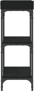 Console Table Black Engineered Wood with Metal Frame 29.5 x 11.8 x 31.5 in, Minimalist Accent Table for Living Room or Foyer, Durable Side Tables with Adjustable Feet and Spacious Storage