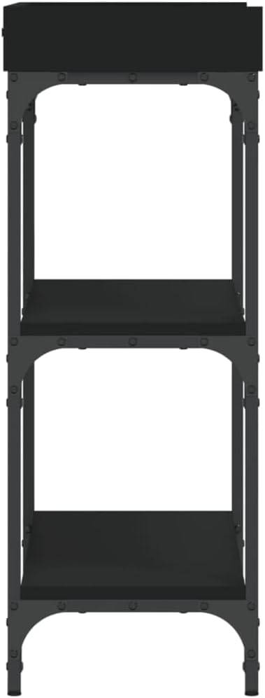 Console Table Black Engineered Wood with Metal Frame 29.5 x 11.8 x 31.5 in, Minimalist Accent Table for Living Room or Foyer, Durable Side Tables with Adjustable Feet and Spacious Storage