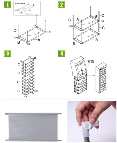 Non-Woven Fabric Shoe Rack, Black, 10-Layer 9 Lattice, Space-Saving, Portable Storage Organizer