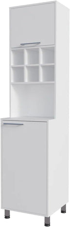 19.6"D*19.7"W*80.3"H Corner Freestanding Kitchen Pantry with Dawer, 2 Shelves & 2 Single Doors, 6 Compartments, Rectangular Wood Storage Cabinet, Modern, for Living Room, Dining Room, White