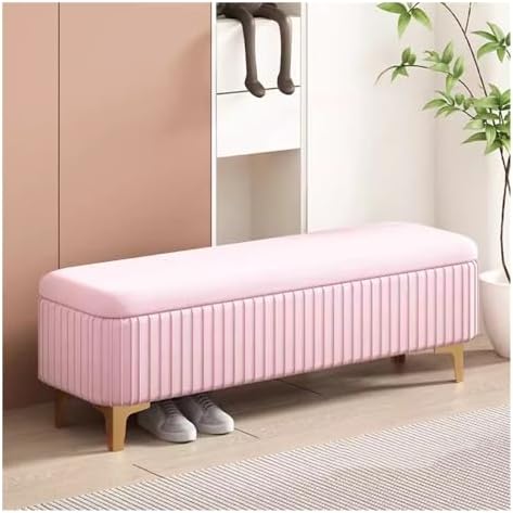 Benches Garden Bench Outdoor Patio Seating Backless Park Chair Lawn Path Slatted Seats,Pink Velvet Storage Bench with Gold Legs, Upholstered Footrest Stool for Living Room, Stylish End of Be