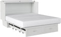 Atlin Designs Modern Queen Murphy Bed Chest, Solid Wood Construction, White Finish with Storage Drawer, Memory Foam Mattress, USB Charging Ports, Space-Saving Bedroom Furniture