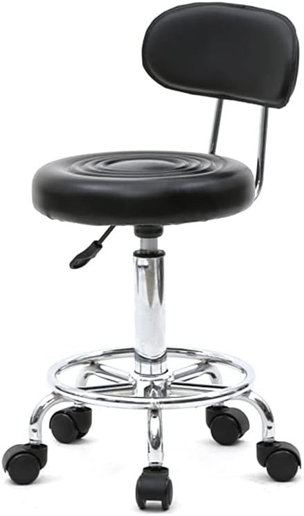 Vasitelan PU Leather Modern Rolling Stool with Low Back Height Adjustable Work Salon Drafting Swivel Task Chair with Footrest