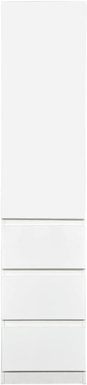 JOYSOURCE Narrow 24'' Deep Kitchen Pantry Storage Cabinet with Doors, Shelves, Drawers Tall Cupboard for Food Glossy White (Left-Hinged)