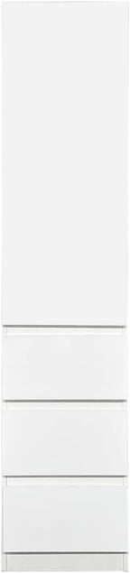JOYSOURCE Narrow 24'' Deep Kitchen Pantry Storage Cabinet with Doors, Shelves, Drawers Tall Cupboard for Food Glossy White (Left-Hinged)