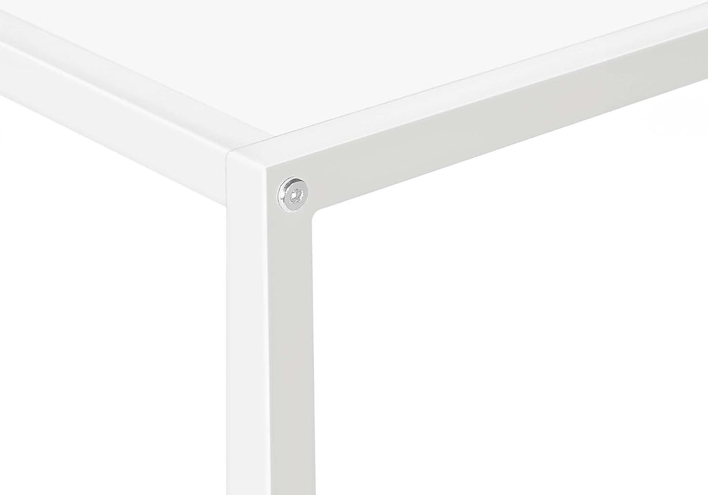 32” Tall Narrow Table, L-Shaped Thin Table for Corner, Narrow Console Table for Entryway Living Room Small Hallway, Easy Assembly (White)