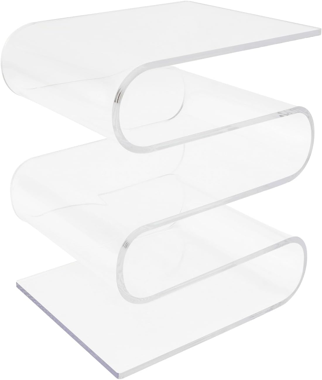 Side Table, S Shape Side Table, Creative Nightstand for Bedroom, Living Room, Hotel Decoration (Clear)