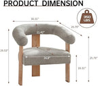 VKNOW Barrel Accent Chairs Set of 2 with Armrests and Rubberwood Legs | Mid Century Modern Upholstered Living Room Chairs with Open Back, Chenille Fabric, for Living Room, Bedroom, Light Gray