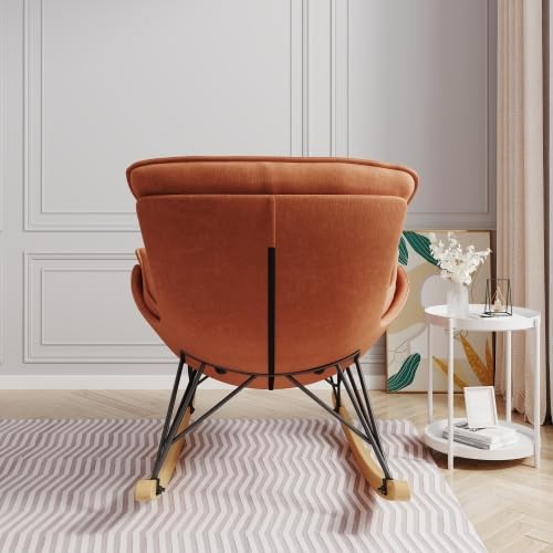 Leisure Single Sofa Rocker, Upgraded Breathable Glider with Removable Washable Seat Pad, Light Luxury Accent Chair for Bedroom Living Room & Small Space, Brown