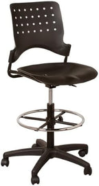 Learniture Ballard Adjustable Height Drafting Stool w/Chrome Foot Ring NOR-TSU3004-SO- Black