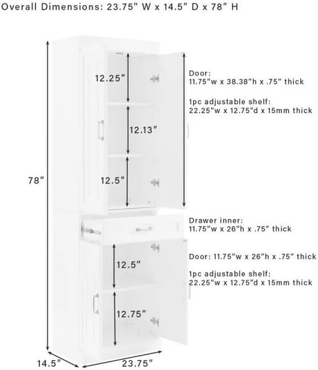 Maykoosh Pantry Cabinets - 2 Piece Kitchen Storage Organizer, White Finish