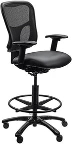 Tempur-Pedic TP8200 Drafting Stool with Backrest and Footrest with Lumbar Support, Black Vinyl