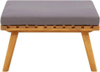 Solid Acacia Wood Footrest with Cushion for Garden Patio, Garden Ottoman Stool, 23.6x23.6x11.4 Inches