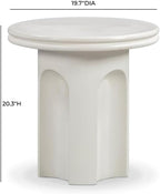Pemberly Row Contemporary Accent Concrete Side Table, 19.7 x 19.7 x 20.3 in, Fiberglass Reinforced Concrete in Ivory, Weather and Stain-Resistant, Indoor Outdoor Use, Sculptural Arched Design