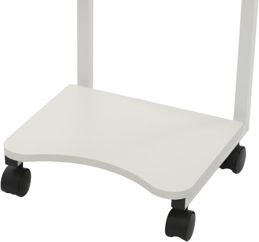 Mobile Side Table with Wheels, 2-Tier Lockable Rolling End Table for Sofa & Bedside, Modern Panda Shape C Table with Storage Shelf, for Living Room, Bedroom (White)
