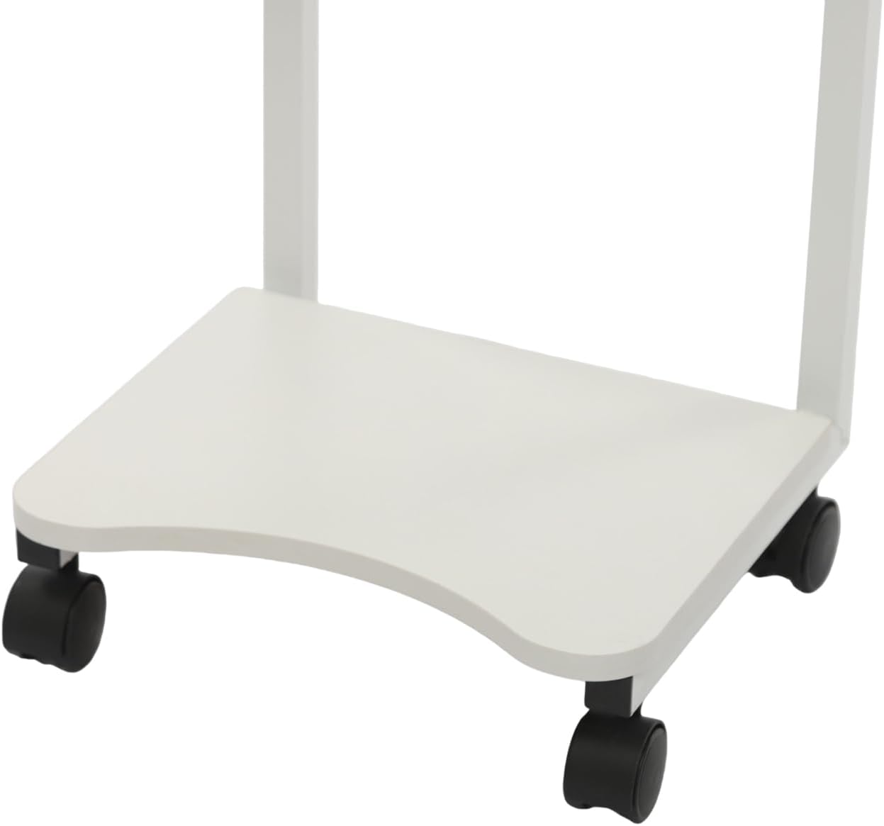 Mobile Side Table with Wheels, 2-Tier Lockable Rolling End Table for Sofa & Bedside, Modern Panda Shape C Table with Storage Shelf, for Living Room, Bedroom (White)
