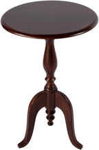 Beaumont Lane Traditional Round Wood Pedestal Side Table, 18" W x 28.5" H, Solid Mango Construction, Medium Brown Finish, Cabriole Legs, Turned Base, Living Room, Bedroom, or Office Accent Table