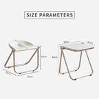 ZYFAB Folding Acrylic Tray Table Modern Small Drink Table Chair Set Foldable Side Table for Living Room Bedroom Kitchen End Table & Stool Accent Table,M