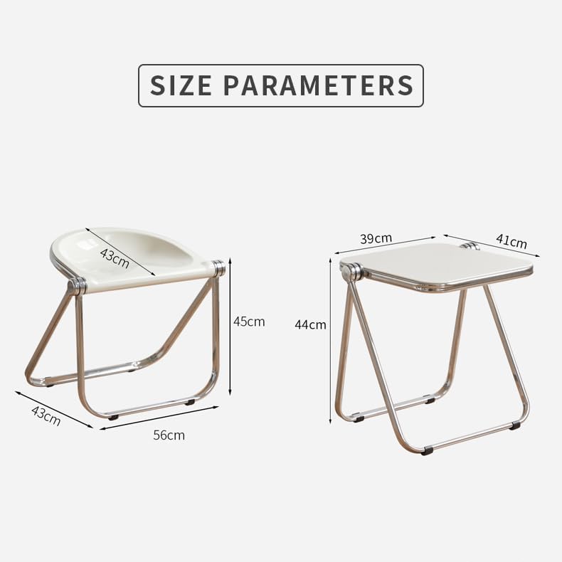 ZYFAB Folding Acrylic Tray Table Modern Small Drink Table Chair Set Foldable Side Table for Living Room Bedroom Kitchen End Table & Stool Accent Table,M