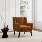 Accent Chairs Set of 2, Velvet Upholstered Armchair, Orange | Mid Century Modern Living Room Chair, Button Tufted Wingback Chair with Removable Cushion, Bedroom Side Reading Seat