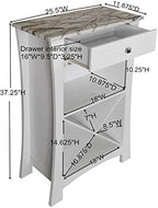 Kings Brand Hiland Bar Cabinet Wine Storage With Glass Holders & Drawer, White, White