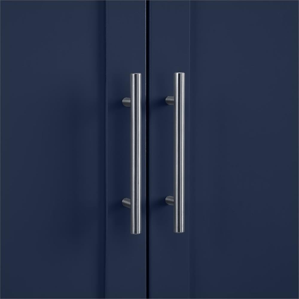 MAKLAINE Modern Traditional MDF Wood Kitchen Storage Pantry, 67" H x 28" W x 15" D, Navy Finish, Shaker-Style Doors, Adjustable Shelving, Modular Design for Home Organization, Linen Cabinet or Coffee