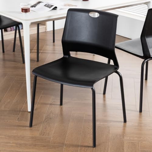 Sidanli Black Stacking Chairs Set of 4, Plastic Stackable Chair for Office Conference Waiting Break Room