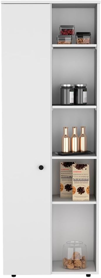 23.6" D*11.8" W*66.9" H Freestanding Storage Cabinet with 8 Shelves, Double Door, Rectangular Kitchen Pantry, Modern Minimalist, for Living Room, Dining Room, White