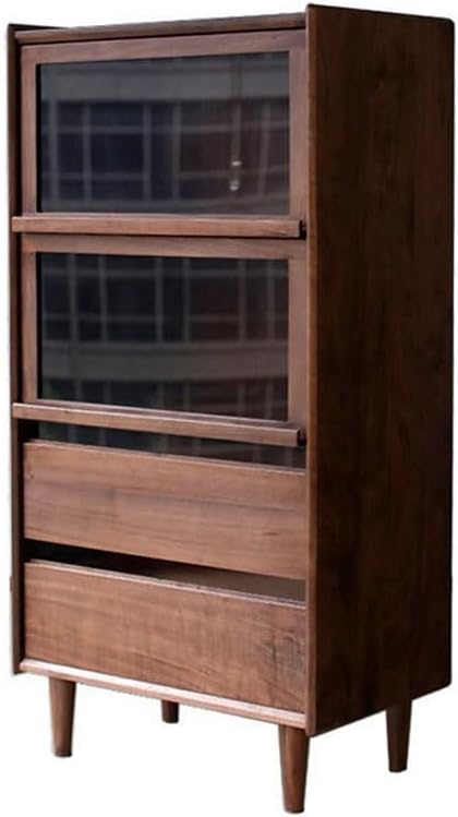 Entryway Cabinet Nordic Black Walnut Living Room Kitchen Dining Side Simple Cupboard Side Cabinet Solid Wood Storage Cabinet Sideboard Storage Cabinet