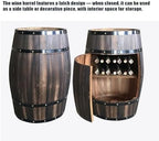 Solid Wood Whiskey Barrel Table, Rustic Wine Barrel Side Table with Shelves, Whiskey Cabinet Home Decor for Home Bar or Living Room(Natural,Large)