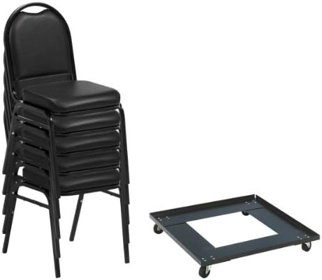 Norwood Commercial Furniture 250 Series Stack Chairs (Pack of 3)- Black Vinyl/Black Frame