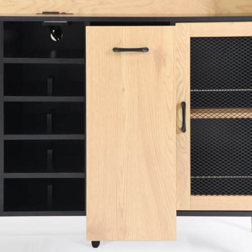 59in H Pantry Cabinet with Charging Station, Buffet Sideboard for Coffee Maker & Toaster, Large Cupboard for Snacks, Spices & Wine for Kitchen, Dining Room & Coffee Bar, White