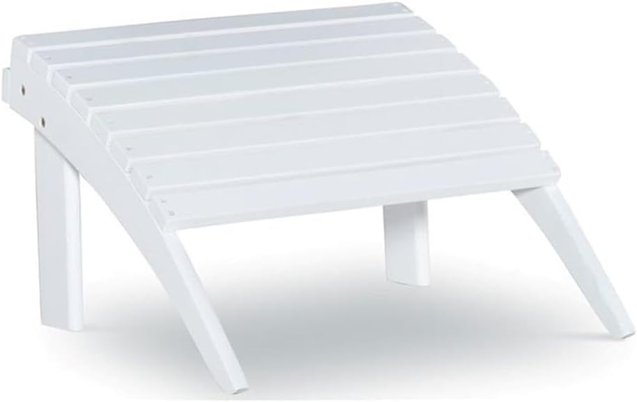Hawthorne Collections Transitional Outdoor Ottoman, 21.66" W x 21.06" D x 13.78" H, Solid Wood and Acacia, White Finish, Sturdy Patio Furniture Footrest, Complement to Adirondack or Outdoor Seating